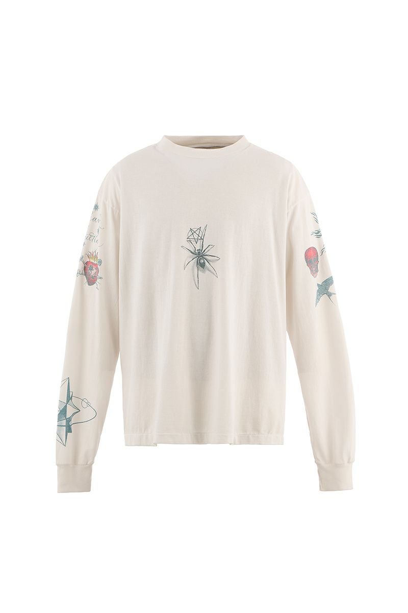 SAINT Mxxxxxx(セントマイケル) SM-HR1-0000-C29 / DR.WOO_LS TEE TATTOO WHITE ドクターウー 長袖Tシャツ