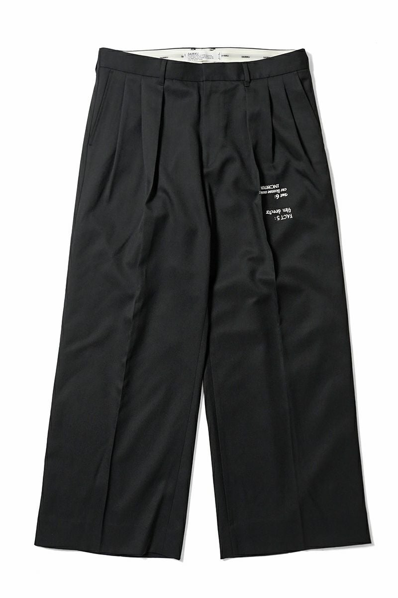 DAIRIKU(ダイリク) "TATTOO" Adjuster Wide Slacks タトゥーアジャスターワイドスラックス 25AW B5