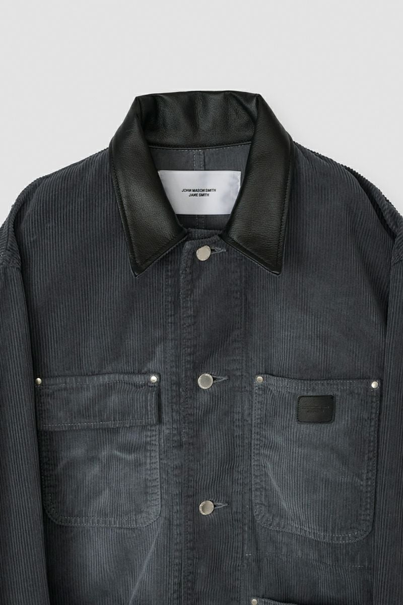 JANE SMITH(ジェーンスミス) 8W COTTON CORDUROY LEATHER COLLAR COVERALL コットンコーデュロイレザーカラーカバーオール 25WJK-#918S