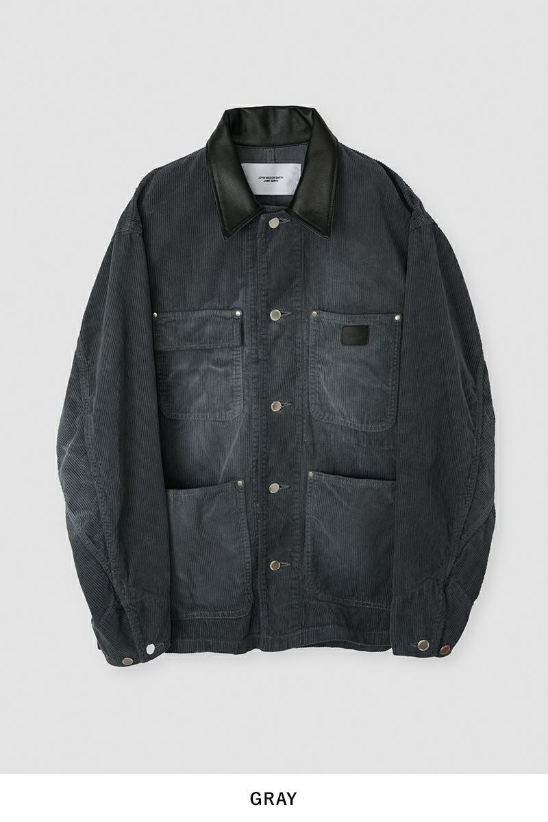 JANE SMITH(ジェーンスミス) 8W COTTON CORDUROY LEATHER COLLAR COVERALL コットンコーデュロイレザーカラーカバーオール 25WJK-#918S
