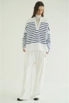 CLANE(クラネ) WIDE HENRY NECK BORDER TOPS ワイドヘンリーネックボーダートップス 19105-1242