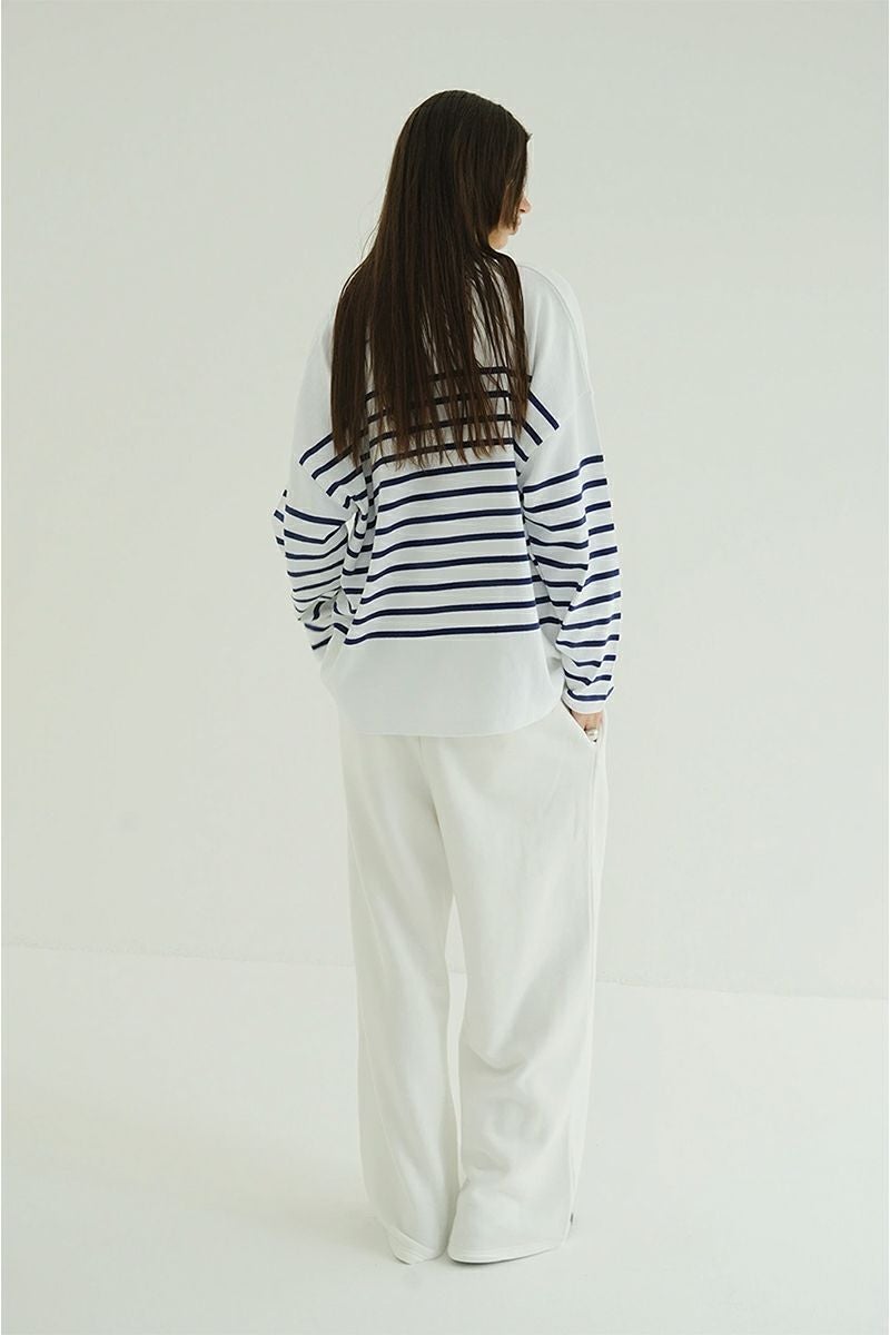 CLANE(クラネ) WIDE HENRY NECK BORDER TOPS ワイドヘンリーネックボーダートップス 19105-1242