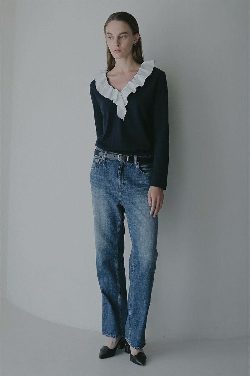 MANOF(マノフ) 2WAY FRILL NECK CUT TOPS 2ウェイフリルネックカットトップス 89105-1142