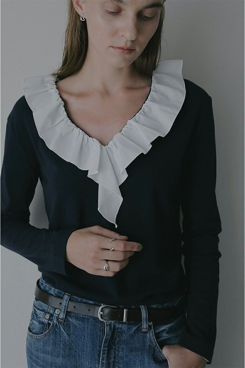 MANOF(マノフ) | MANOF(マノフ)2WAY FRILL NECK CUT TOPS 2ウェイ
