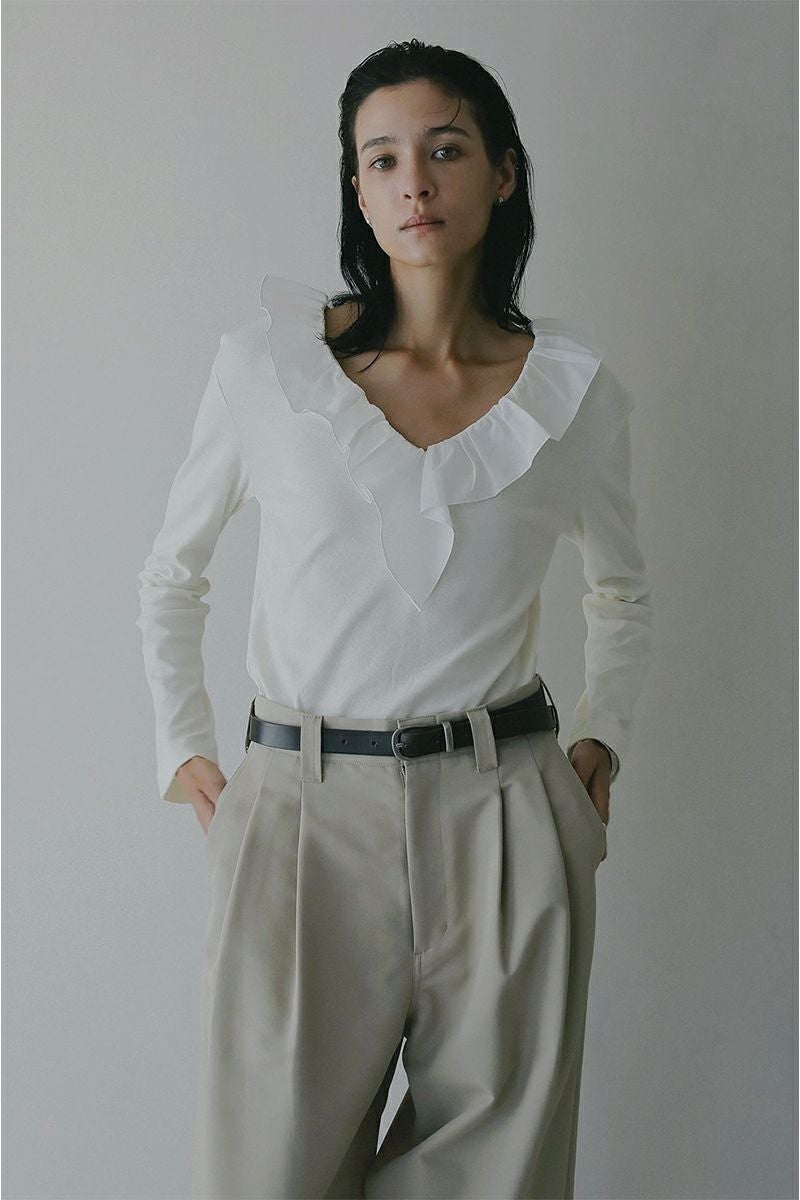 MANOF(マノフ) | MANOF(マノフ)2WAY FRILL NECK CUT TOPS 2ウェイ