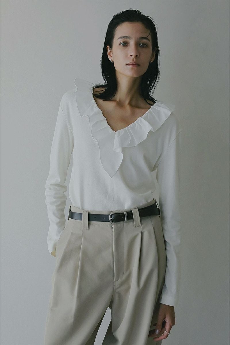MANOF(マノフ) | MANOF(マノフ)2WAY FRILL NECK CUT TOPS 2ウェイ