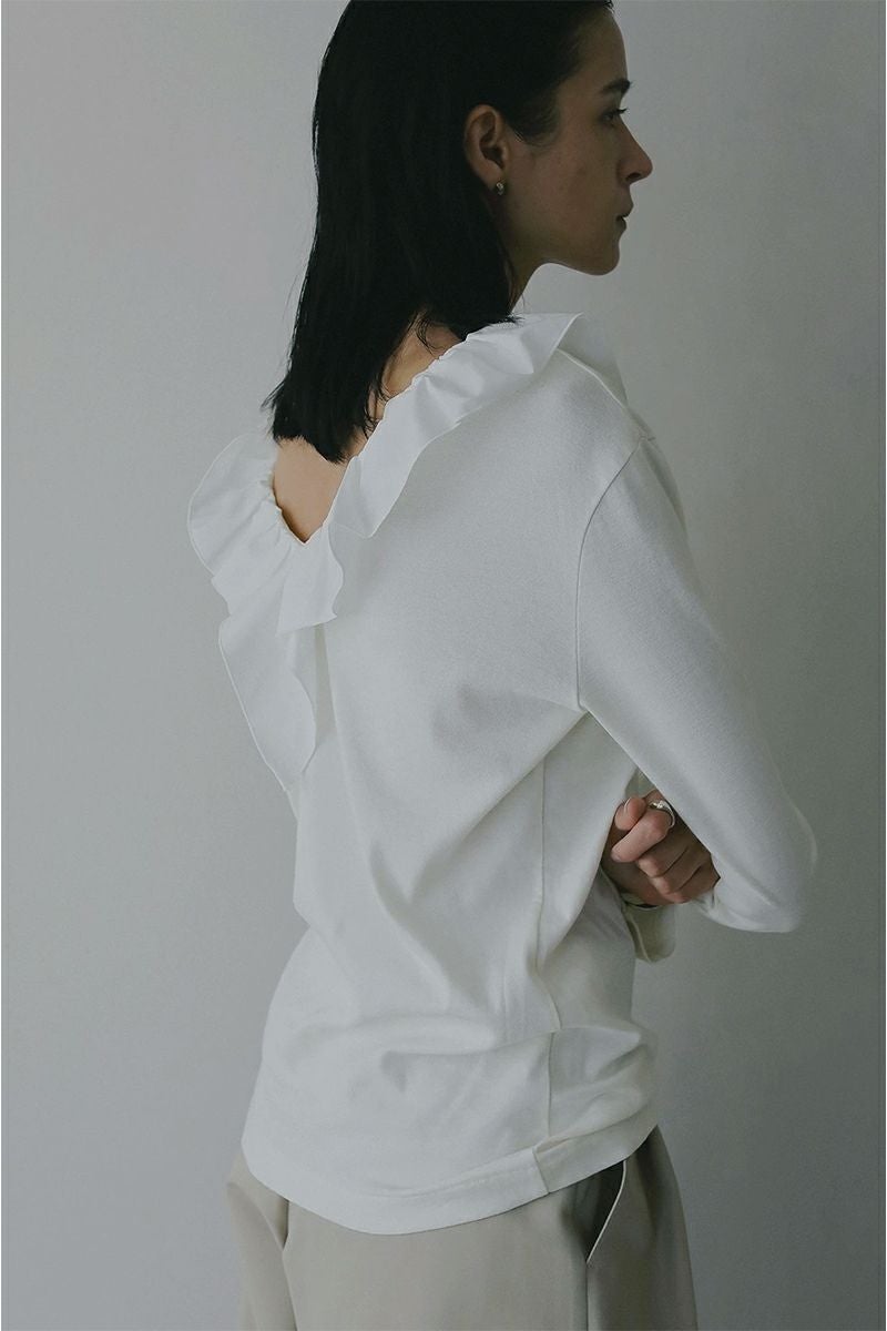 MANOF(マノフ) 2WAY FRILL NECK CUT TOPS 2ウェイフリルネックカットトップス 89105-1142