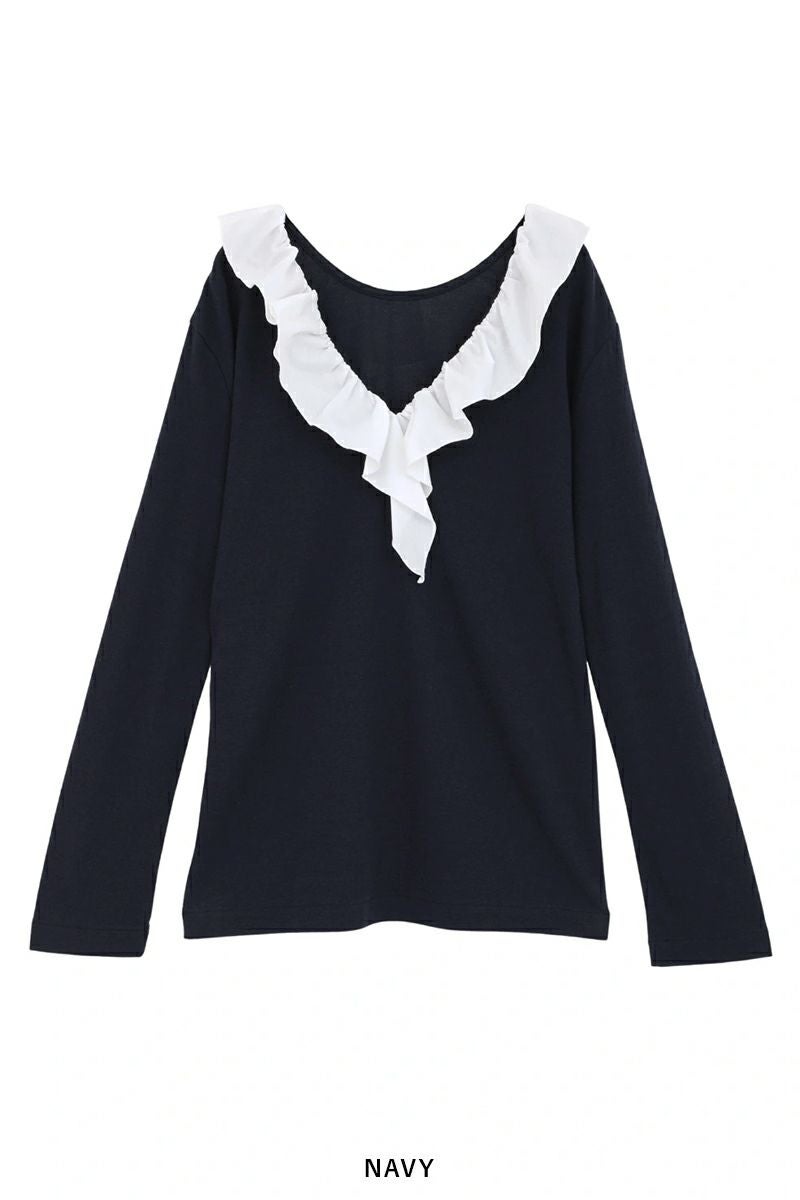 MANOF(マノフ) | MANOF(マノフ)2WAY FRILL NECK CUT TOPS 2ウェイ