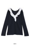 MANOF(マノフ) 2WAY FRILL NECK CUT TOPS 2ウェイフリルネックカットトップス 89105-1142