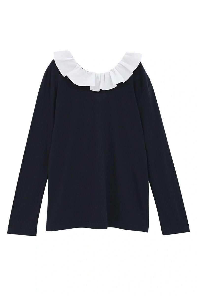 MANOF(マノフ) 2WAY FRILL NECK CUT TOPS 2ウェイフリルネックカットトップス 89105-1142