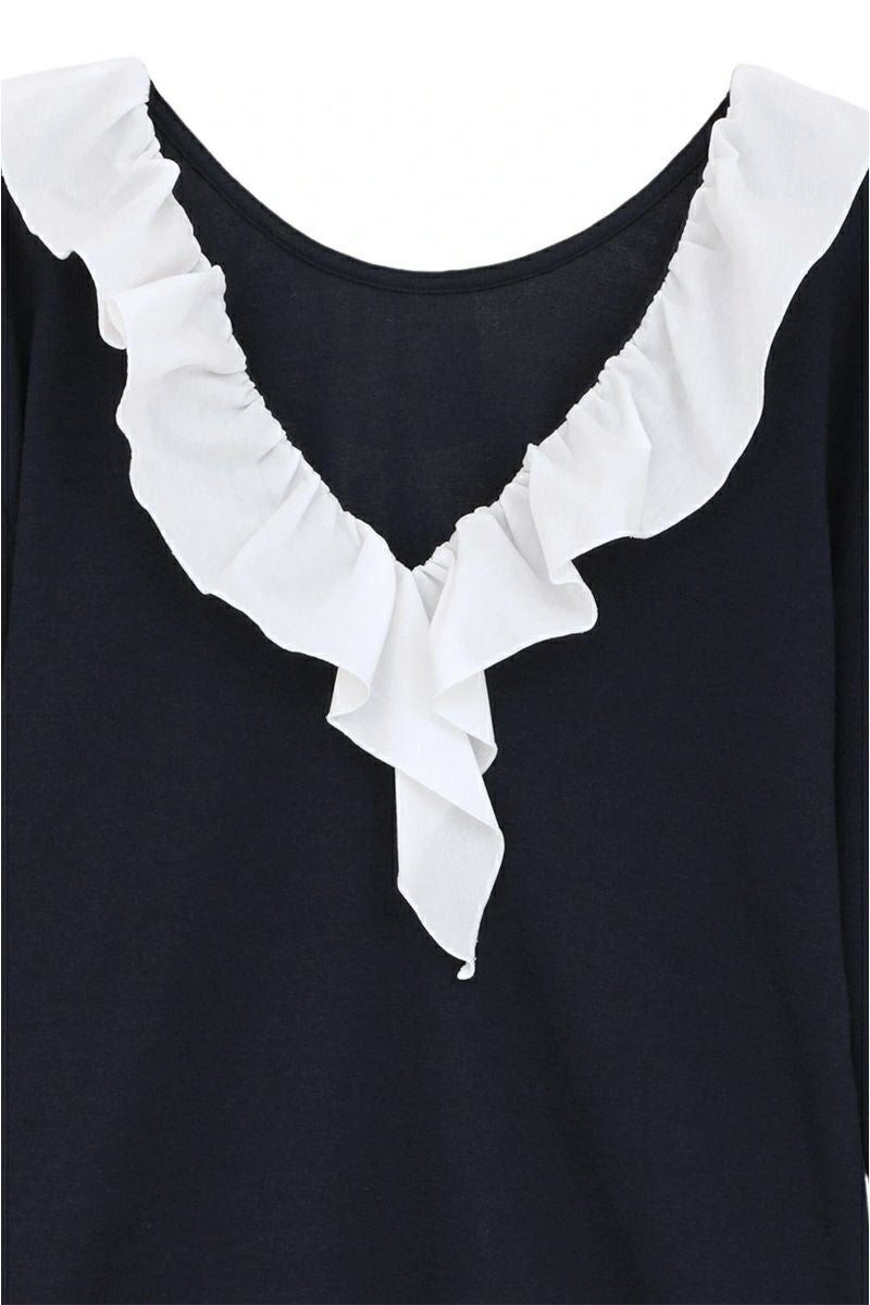 MANOF(マノフ) 2WAY FRILL NECK CUT TOPS 2ウェイフリルネックカットトップス 89105-1142