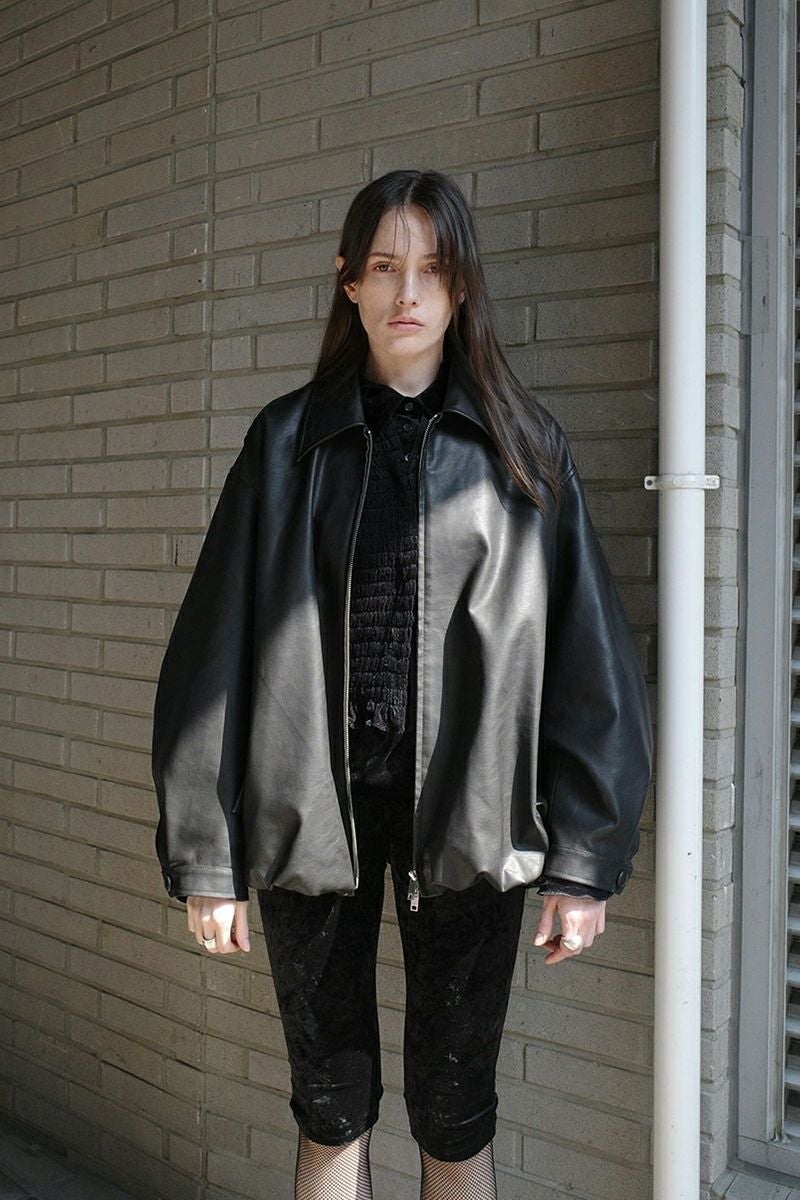 CLANE(クラネ) FAKE LEATHER BALLOON JACKET フェイクレザーバルーンジャケット 19101-0012
