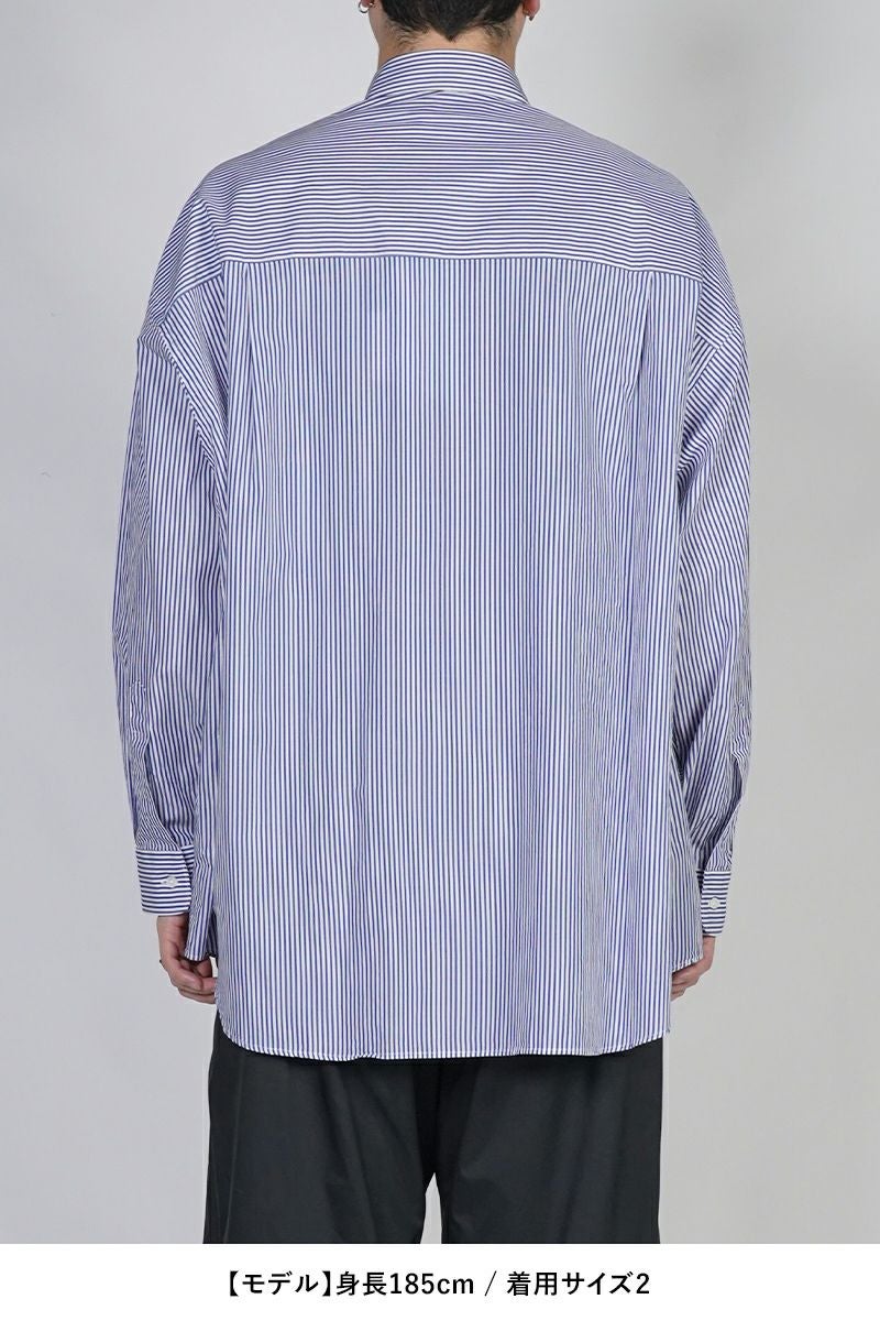 Graphpaper(グラフペーパー) Broad Stripe L/S Oversized Regular Collar Shirt ブロードストライプ長袖オーバーサイズレギュラーカラーシャツ GM254-50022STB