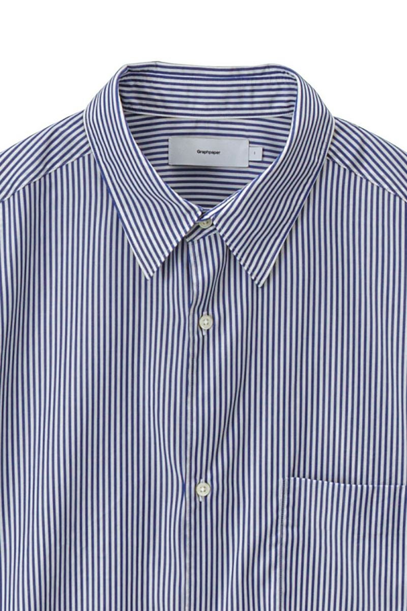 Graphpaper(グラフペーパー) Broad Stripe L/S Oversized Regular Collar Shirt ブロードストライプ長袖オーバーサイズレギュラーカラーシャツ GM254-50022STB