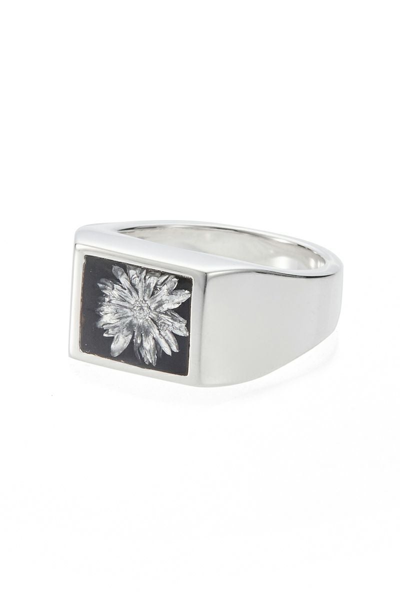 XOLO(ショロ) | XOLO(ショロ) Signet Ring with Black & Gray Flower