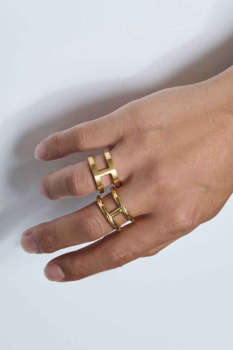 XOLO(ショロ) | XOLO(ショロ) H Ring with Hair Line -GOLD- Hリング