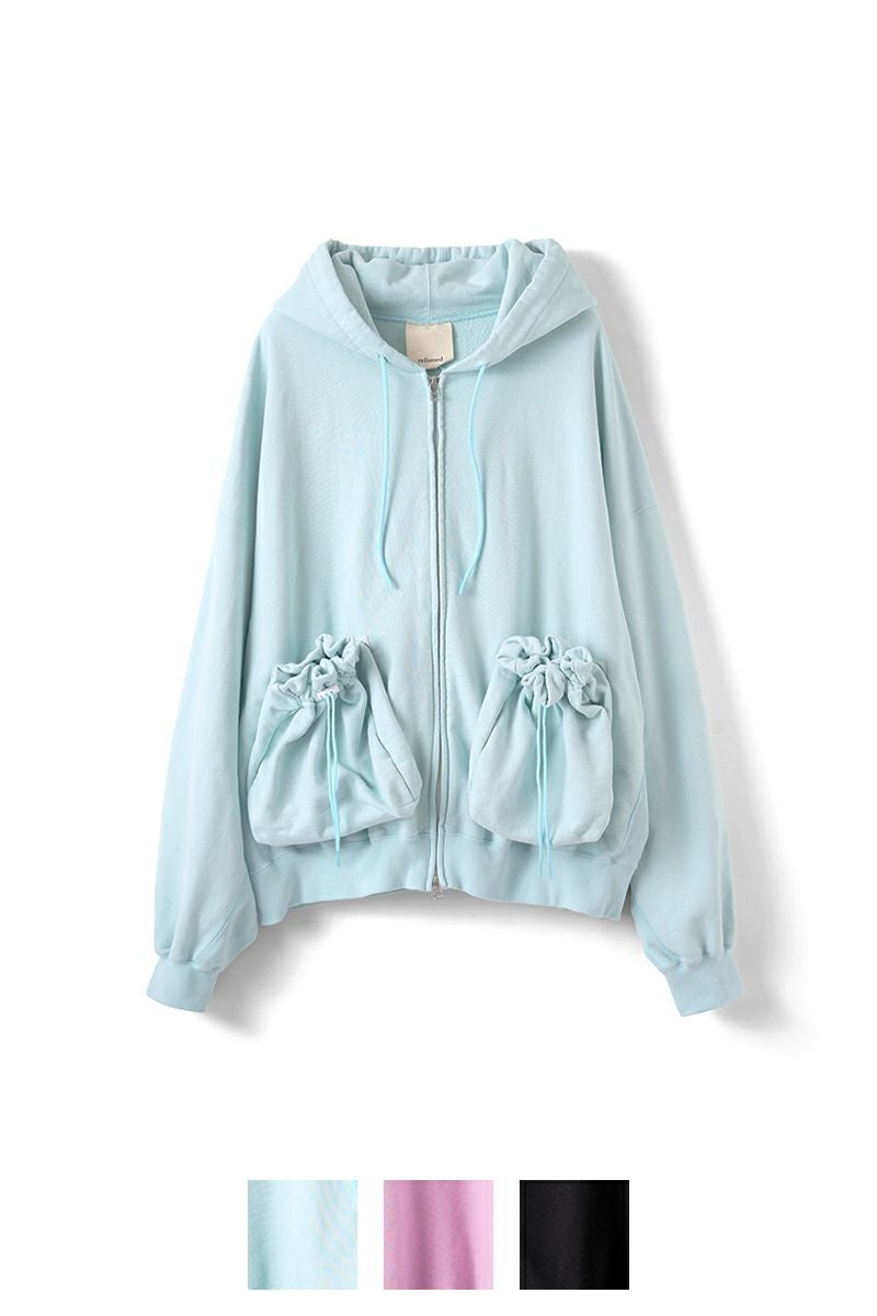 refomed(リフォメッド）"KINCHAKU" ZIPUP HOODIE 巾着ジップアップフーディー RECU-067