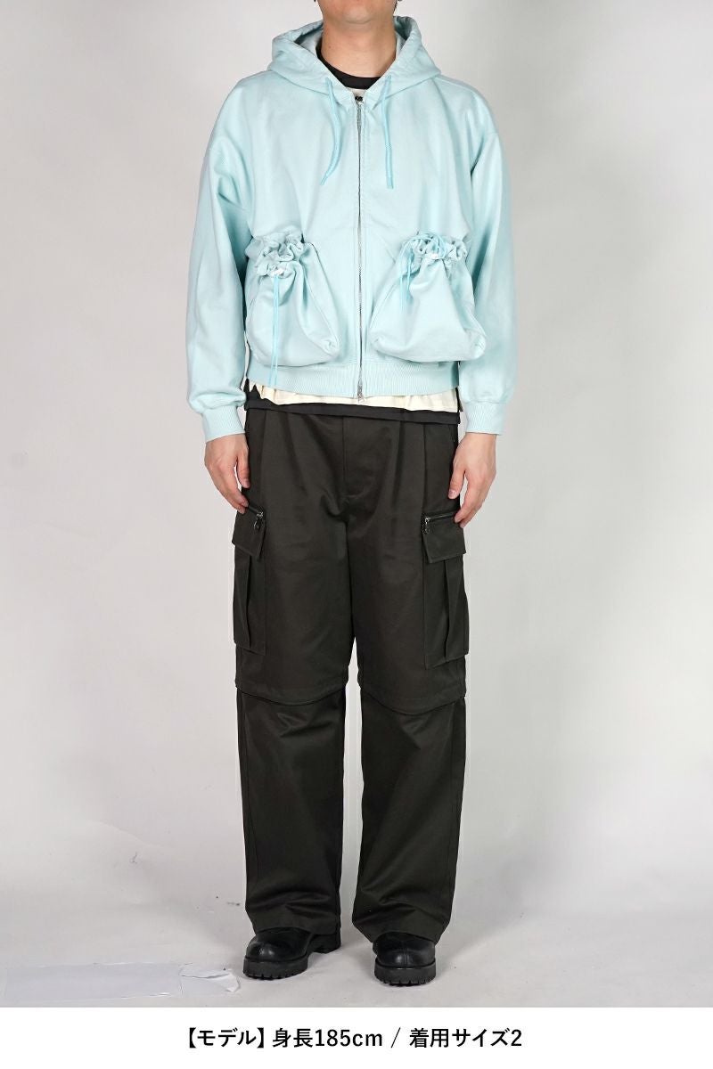 refomed(リフォメッド）"KINCHAKU" ZIPUP HOODIE 巾着ジップアップフーディー RECU-067