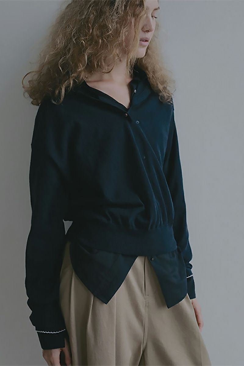 ETRE TOKYO(エトレトウキョウ) ヘンリーネックシアーニットプルオーバー 1226211066