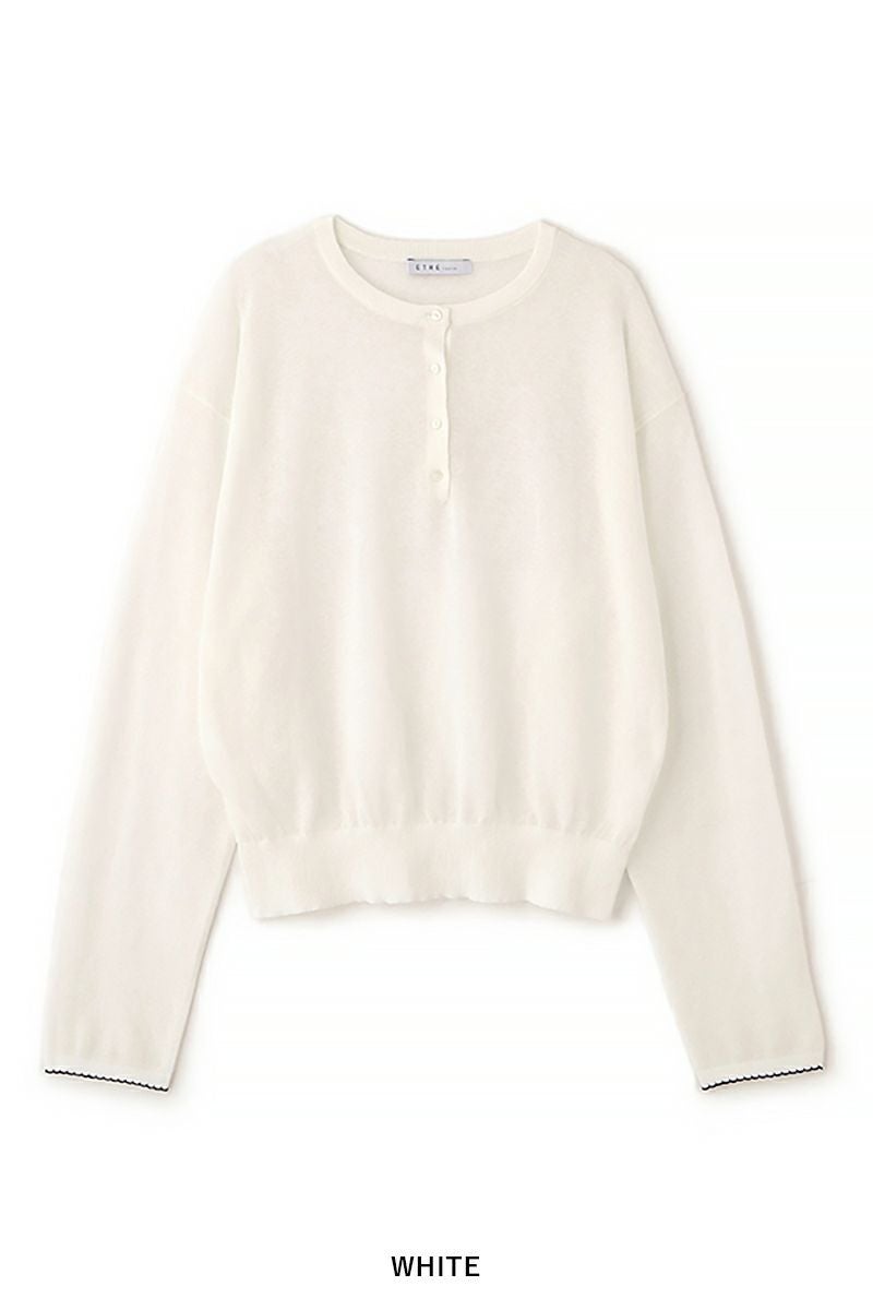 ETRE TOKYO(エトレトウキョウ) ヘンリーネックシアーニットプルオーバー 1226211066