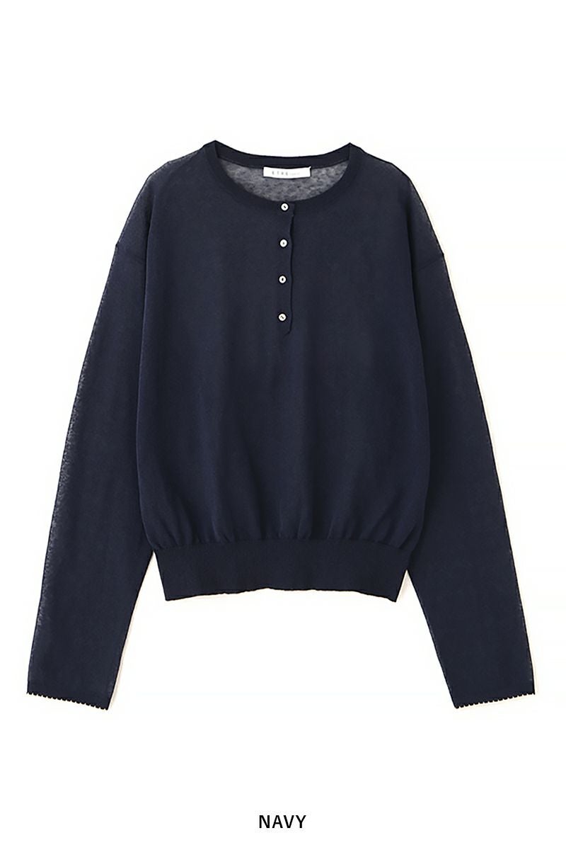 ETRE TOKYO(エトレトウキョウ) ヘンリーネックシアーニットプルオーバー 1226211066