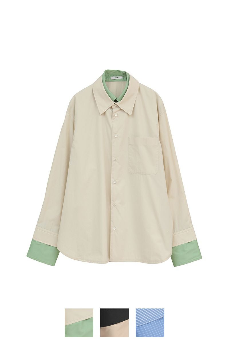CLANE(クラネ) TWO TONE LAYERED SHIRTS ツートーンレイヤードシャツ 10122-4053