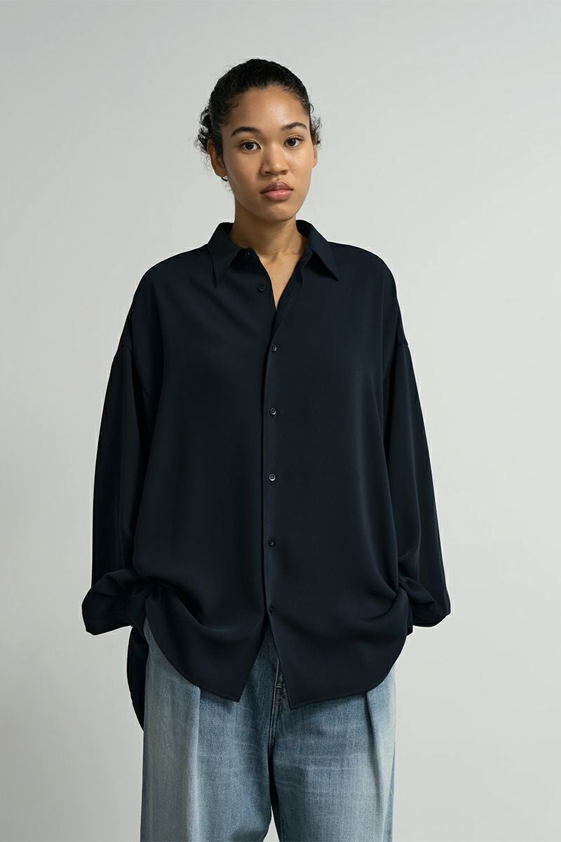 Graphpaper(グラフペーパー) Satin Oversized Regular Collar Shirts サテンオーバーサイズレギュラーカラーシャツ GL261-50077B
