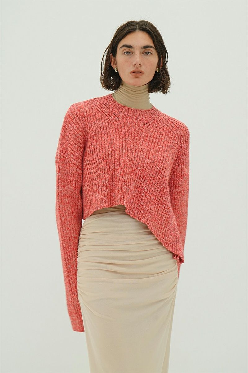 CLANE(クラネ) ASYMMETRY WIDE SHORT KNIT TOPS アシンメトリーワイドショートニットトップス 10106-2023