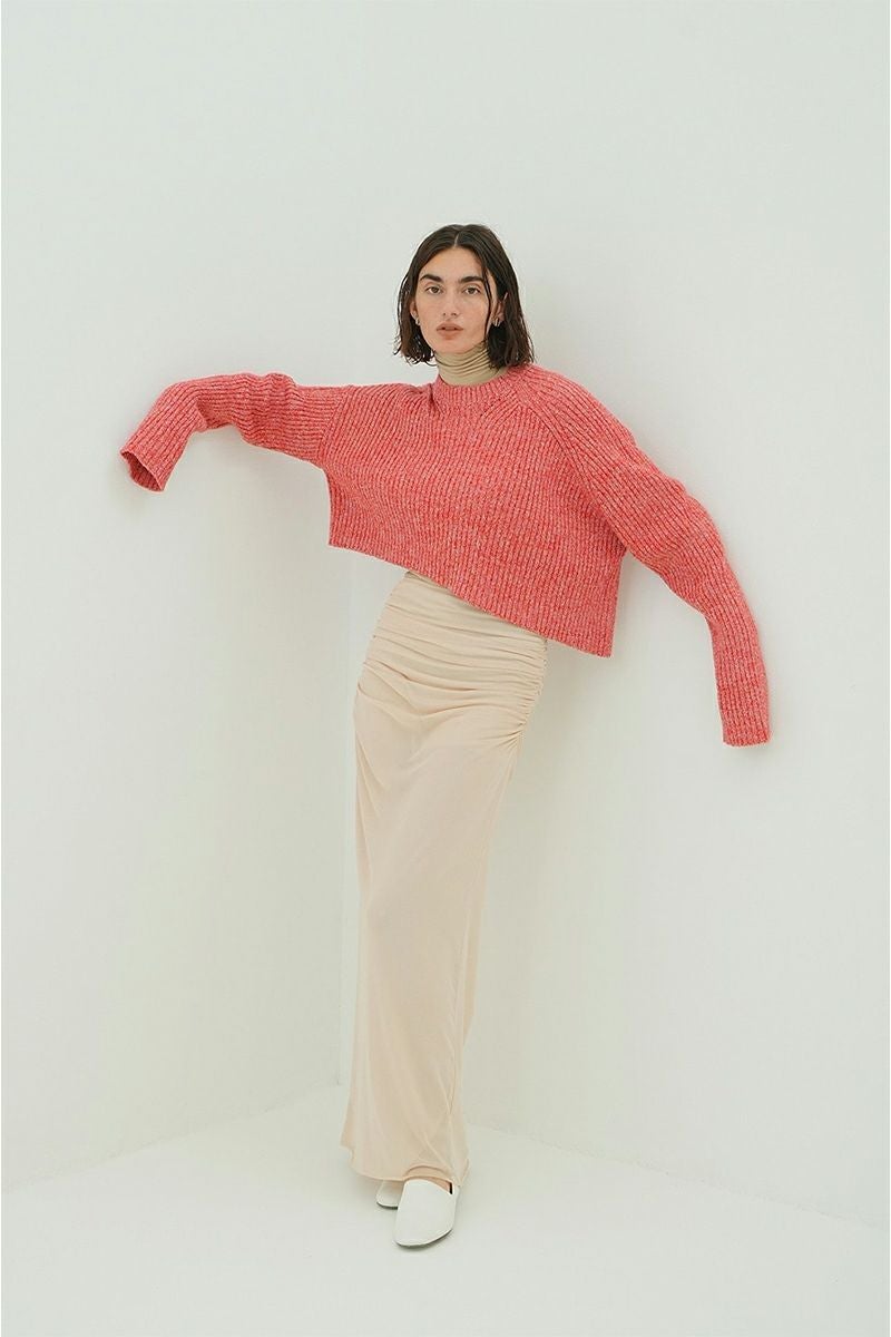 CLANE(クラネ) ASYMMETRY WIDE SHORT KNIT TOPS アシンメトリーワイドショートニットトップス 10106-2023