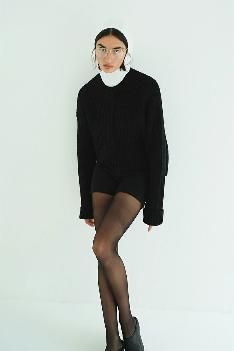 CLANE(クラネ) ASYMMETRY WIDE SHORT KNIT TOPS アシンメトリーワイドショートニットトップス 10106-2023