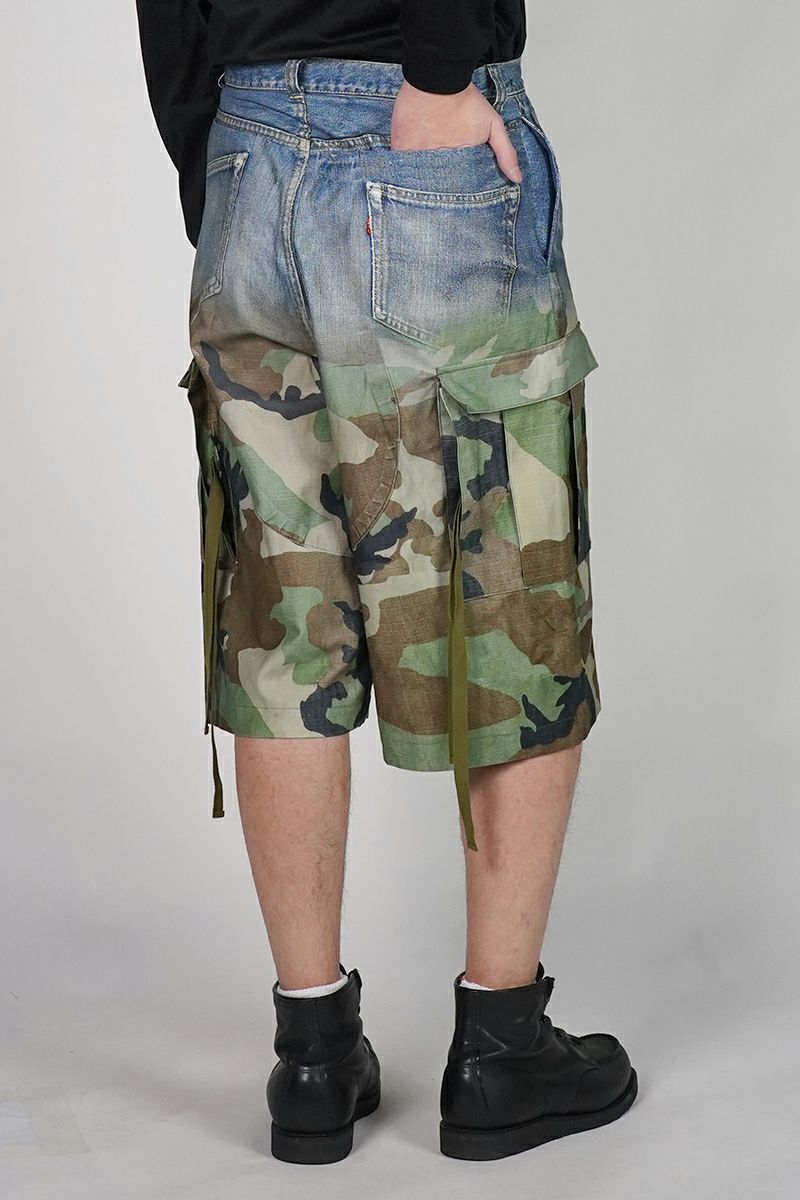 TOLQ(トルク) Gradation Printed Denim Pants×Cargo Shorts グラデーションプリント デニムパンツカーゴショーツ 26-1301 