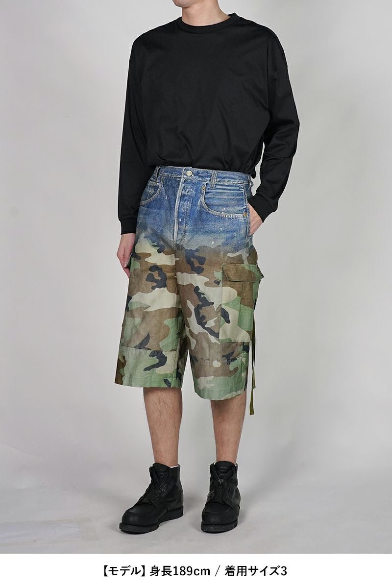 TOLQ(トルク) Gradation Printed Denim Pants×Cargo Shorts グラデーションプリント デニムパンツカーゴショーツ 26-1301 