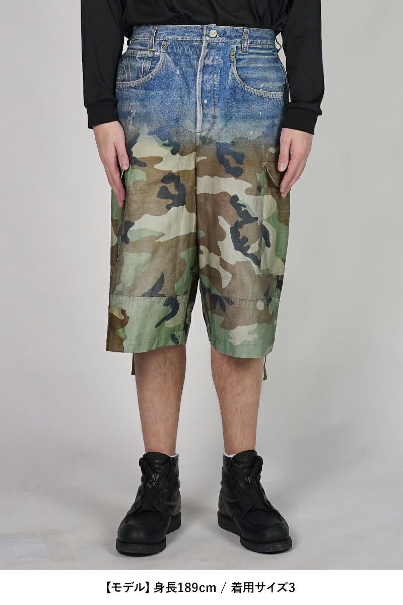 TOLQ(トルク) Gradation Printed Denim Pants×Cargo Shorts グラデーションプリント デニムパンツカーゴショーツ 26-1301 