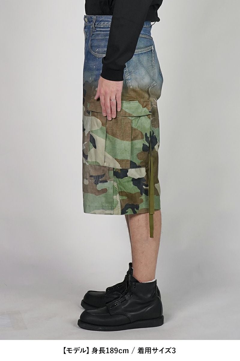 TOLQ(トルク) Gradation Printed Denim Pants×Cargo Shorts グラデーションプリント デニムパンツカーゴショーツ 26-1301 