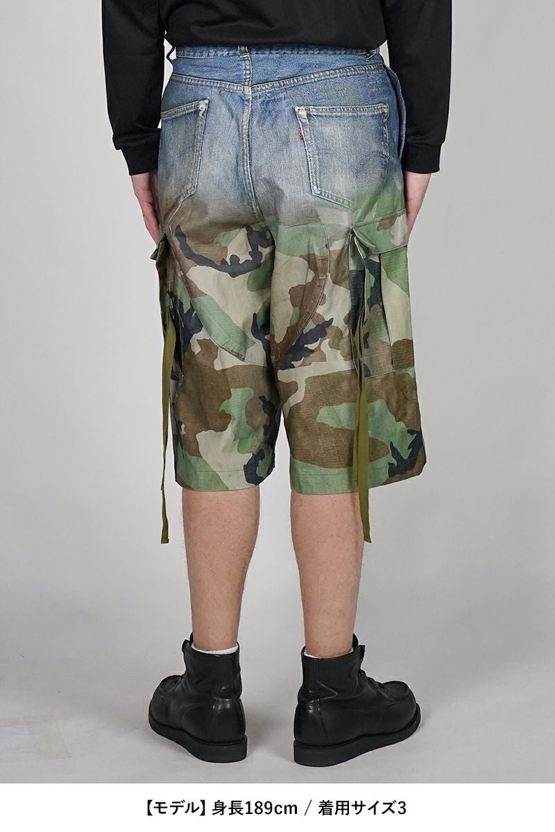 TOLQ(トルク) Gradation Printed Denim Pants×Cargo Shorts グラデーションプリント デニムパンツカーゴショーツ 26-1301 
