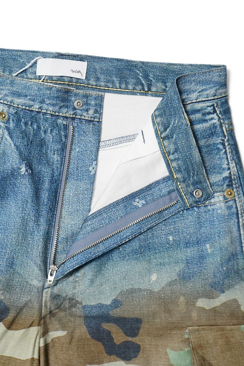 TOLQ(トルク) Gradation Printed Denim Pants×Cargo Shorts グラデーションプリント デニムパンツカーゴショーツ 26-1301 