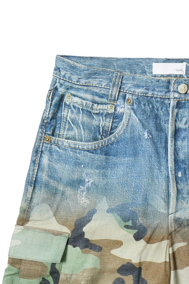 TOLQ(トルク) Gradation Printed Denim Pants×Cargo Shorts グラデーションプリント デニムパンツカーゴショーツ 26-1301 