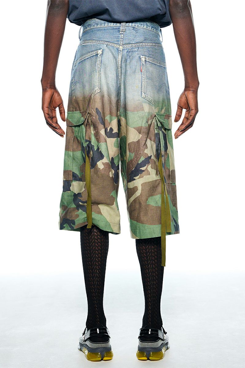 TOLQ(トルク) Gradation Printed Denim Pants×Cargo Shorts グラデーションプリント デニムパンツカーゴショーツ 26-1301 