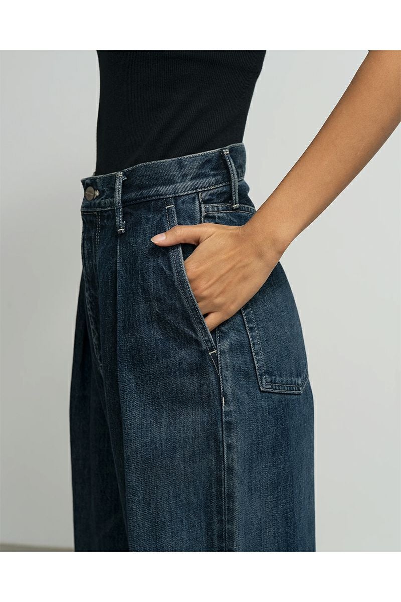 Graphpaper(グラフペーパー) Selvage Denim Two Tuck Wide Pants -DARK FADE- セルヴィッチデニム ツータックワイドパンツ ダークフェイド GL261-40062DB