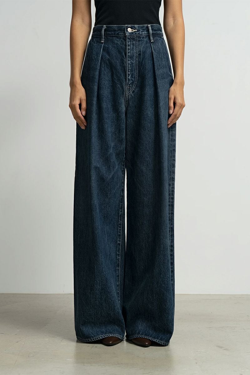 Graphpaper(グラフペーパー) Selvage Denim Two Tuck Wide Pants -DARK FADE- セルヴィッチデニム ツータックワイドパンツ ダークフェイド GL261-40062DB