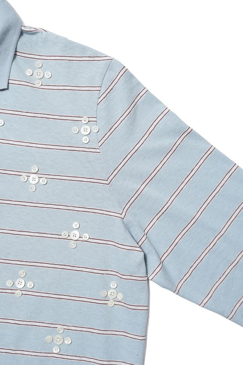 トップス 26SS dairiku Benjamin\"Button Skipper Tee DAIRIKU | ダイリク Benjamin Button Border Skipper Tee Aqua (26SS C1)