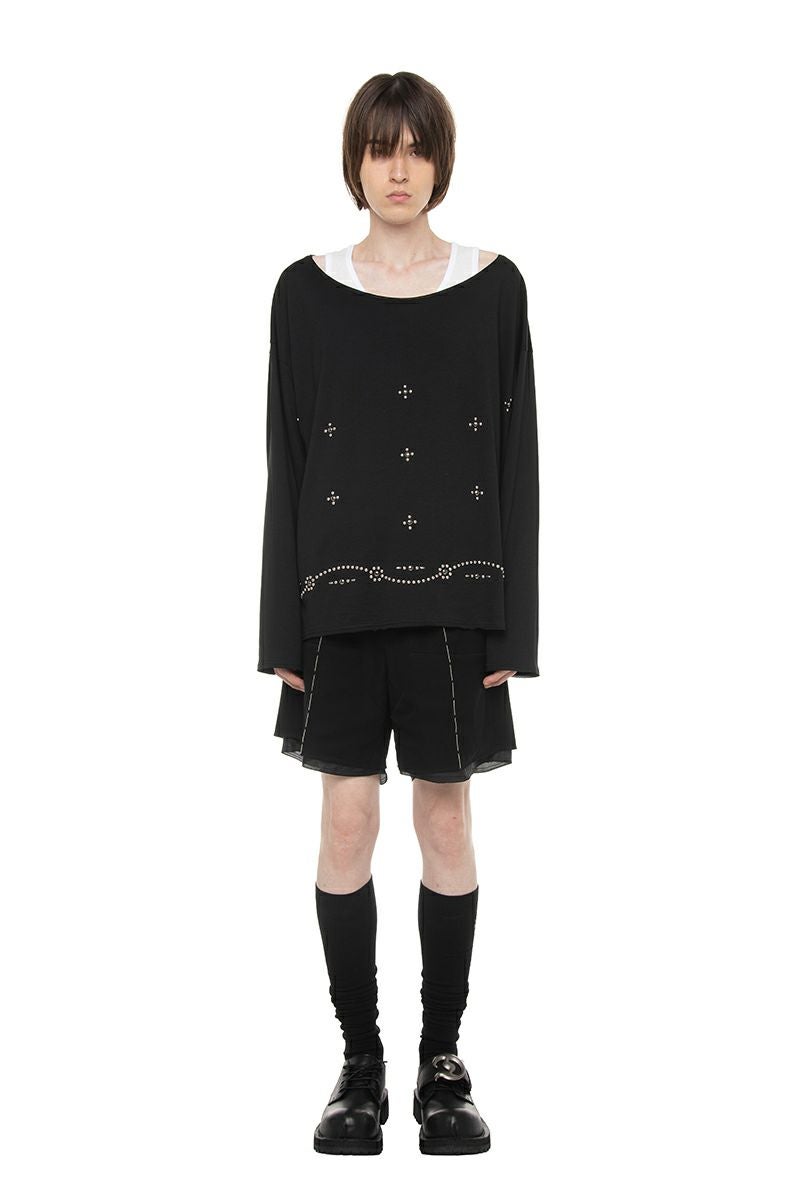 DAIRIKU(ダイリク) "Waist Studs" Wide-Neck Tee ウエストスタッズ ワイドネックTシャツ 26SS C6