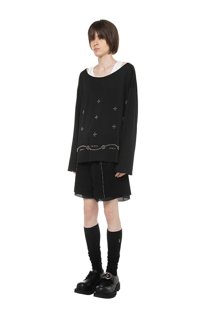 DAIRIKU(ダイリク) "Waist Studs" Wide-Neck Tee ウエストスタッズ ワイドネックTシャツ 26SS C6