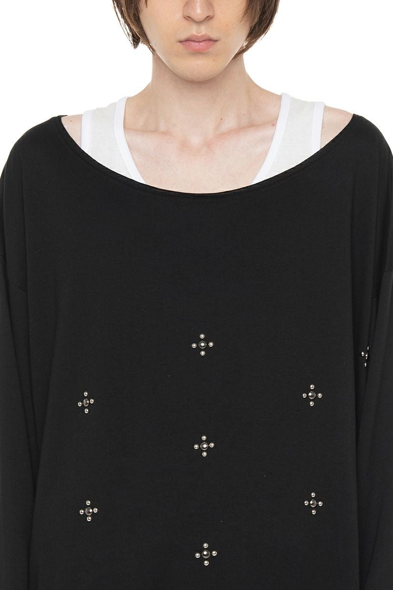 DAIRIKU(ダイリク) "Waist Studs" Wide-Neck Tee ウエストスタッズ ワイドネックTシャツ 26SS C6