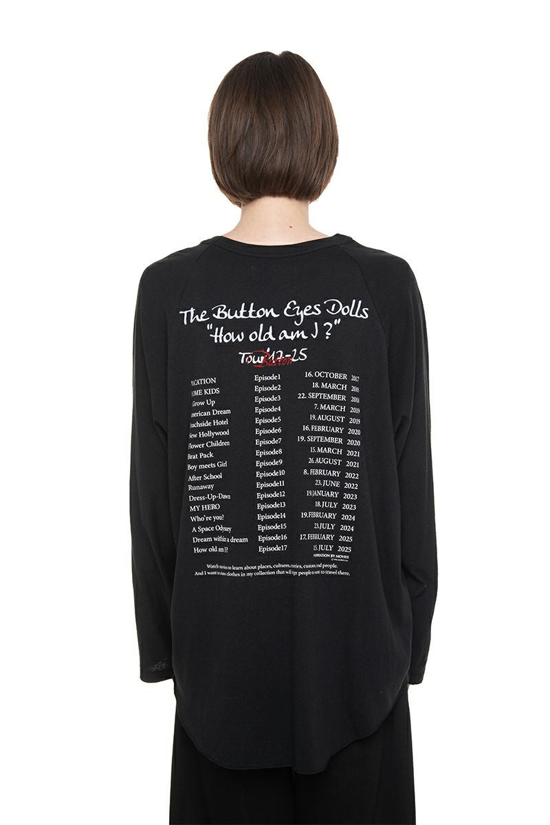 DAIRIKU(ダイリク) "BUTTON EYE DOLL" Raglan Tag Tour Tee ボタンアイドール ラグランタグツアーTシャツ 26SS C12