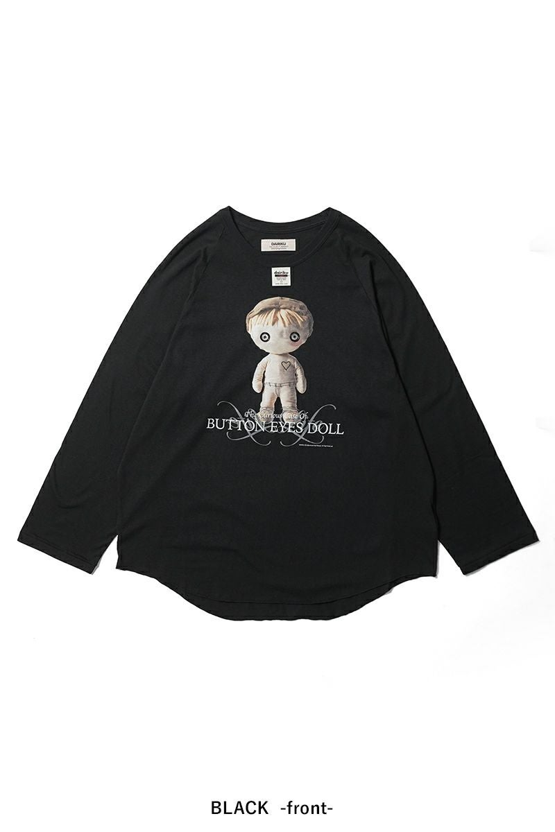 DAIRIKU(ダイリク) "BUTTON EYE DOLL" Raglan Tag Tour Tee ボタンアイドール ラグランタグツアーTシャツ 26SS C12