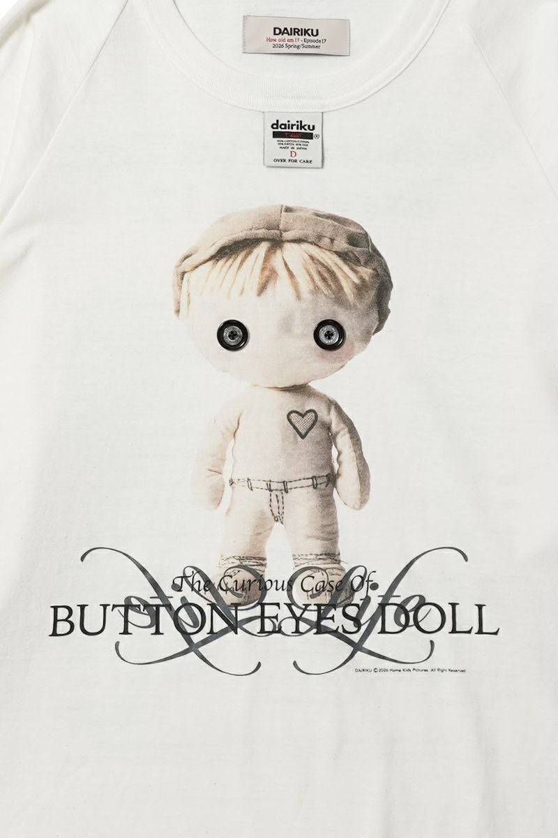 DAIRIKU(ダイリク) "BUTTON EYE DOLL" Raglan Tag Tour Tee ボタンアイドール ラグランタグツアーTシャツ 26SS C12