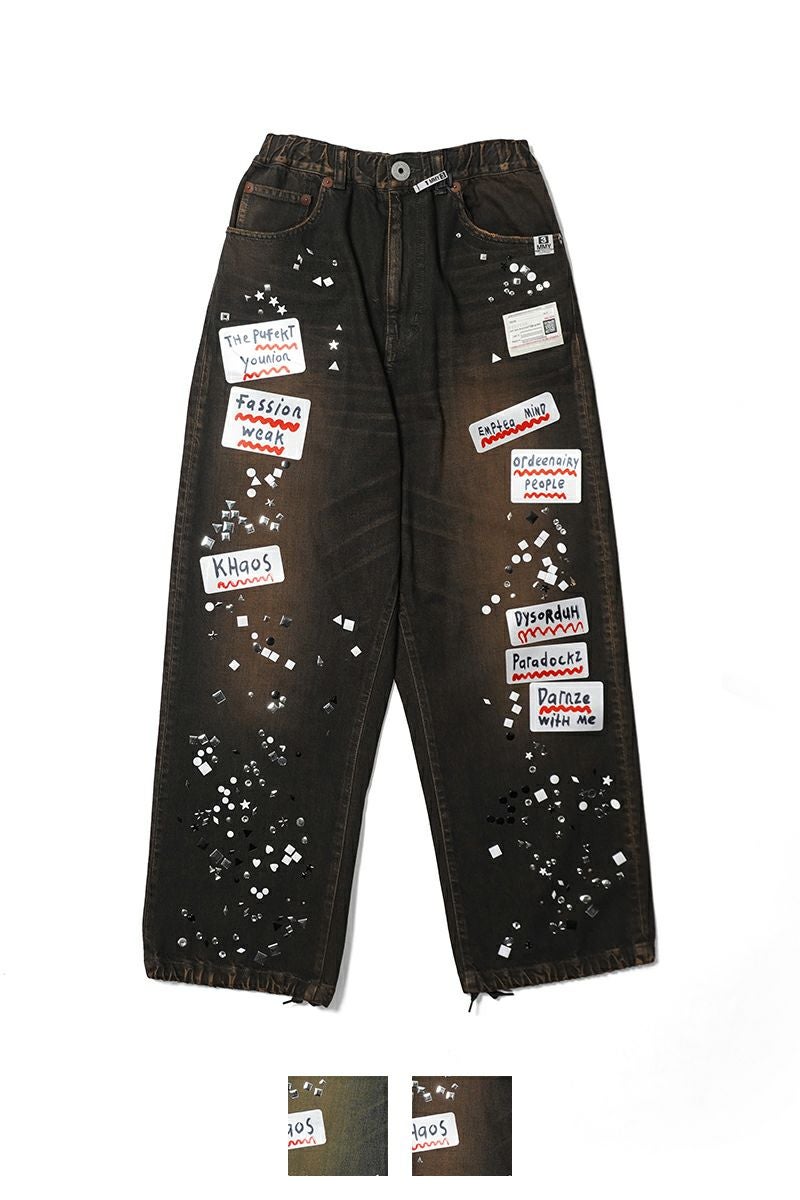 Maison MIHARA YASUHIRO(メゾン ミハラヤスヒロ) Embellished Sticker Denim Pants エンブリッシュ ステッカーデニムパンツ DENIM JEANS w STICKER A16PT025