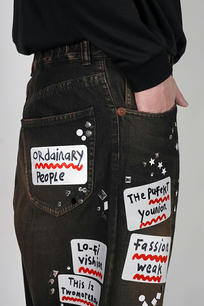 Maison MIHARA YASUHIRO(メゾン ミハラヤスヒロ) Embellished Sticker Denim Pants エンブリッシュ ステッカーデニムパンツ DENIM JEANS w STICKER A16PT025