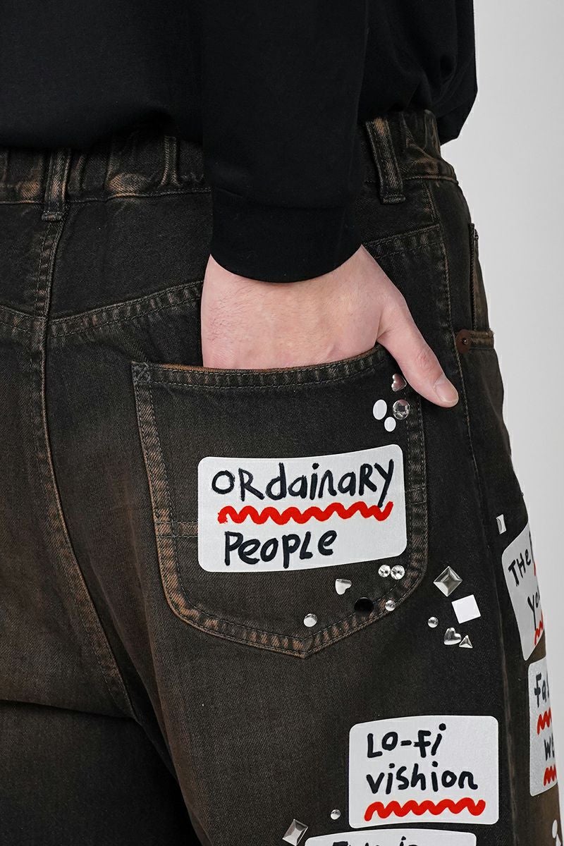 Maison MIHARA YASUHIRO(メゾン ミハラヤスヒロ) Embellished Sticker Denim Pants エンブリッシュ ステッカーデニムパンツ DENIM JEANS w STICKER A16PT025